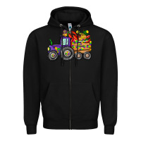 Black mardi gras tractor Zipper Hoodie - CowGirlArtShop
