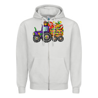 Dove Grey mardi gras tractor Zipper Hoodie - CowGirlArtShop