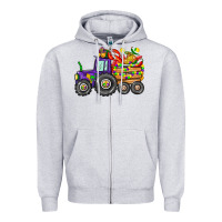 Heather Grey mardi gras tractor Zipper Hoodie - CowGirlArtShop