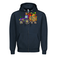 Navy mardi gras tractor Zipper Hoodie - CowGirlArtShop