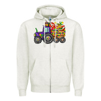 Oatmeal Heather mardi gras tractor Zipper Hoodie - CowGirlArtShop