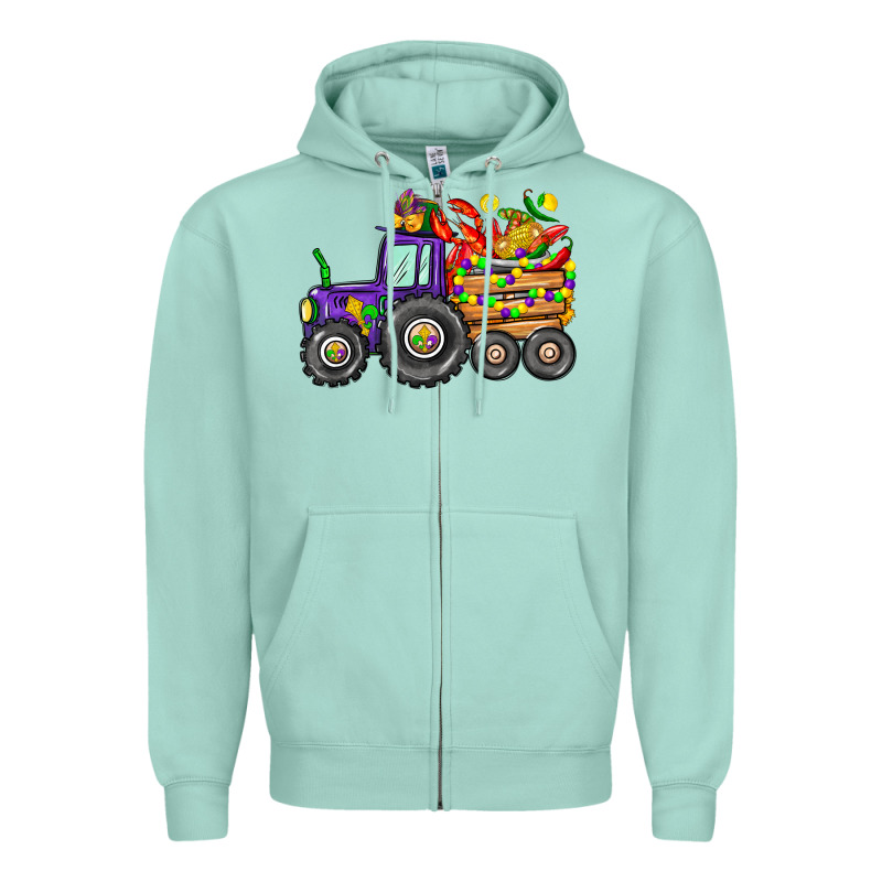 Mardi Gras Tractor Zipper Hoodie by CowGirlArtShop | Teevron