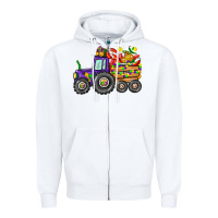 White mardi gras tractor Zipper Hoodie - CowGirlArtShop