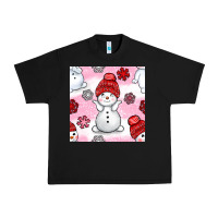 Black cute snowman and snow flakes seamless pattern bbs Urban Heavy Tee - BundleAndBundleShop