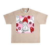 French Oak cute snowman and snow flakes seamless pattern bbs Urban Heavy Tee - BundleAndBundleShop