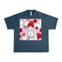 Midnight Navy cute snowman and snow flakes seamless pattern bbs Urban Heavy Tee - BundleAndBundleShop