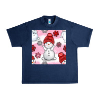 Navy cute snowman and snow flakes seamless pattern bbs Urban Heavy Tee - BundleAndBundleShop