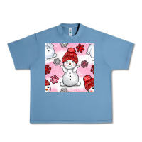 Pebble Blue cute snowman and snow flakes seamless pattern bbs Urban Heavy Tee - BundleAndBundleShop