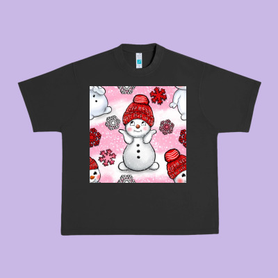 Cute Snowman And Snow Flakes Seamless Pattern Bbs Urban Heavy Tee Designed By Bundleandbundleshop