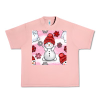 Salmon cute snowman and snow flakes seamless pattern bbs Urban Heavy Tee - BundleAndBundleShop