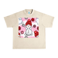 Sandshell cute snowman and snow flakes seamless pattern bbs Urban Heavy Tee - BundleAndBundleShop