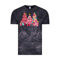 Cloud Black Pink Christmas trees Vintage Tee - NancyCooperArtShop