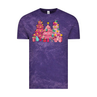 Cloud Purple Pink Christmas trees Vintage Tee - NancyCooperArtShop