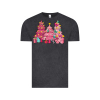 Vintage Black Pink Christmas trees Vintage Tee - NancyCooperArtShop