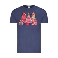 Vintage Denim Pink Christmas trees Vintage Tee - NancyCooperArtShop