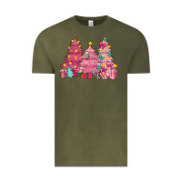 Vintage Olive Pink Christmas trees Vintage Tee - NancyCooperArtShop