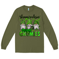 Army Green shamrockin' with my gnomies st patrick's day Long Sleeve Tee - Jasminsmagicworld