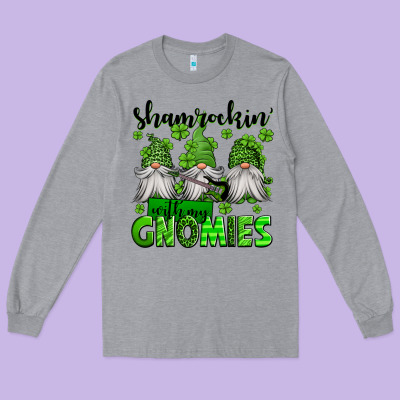 Shamrockin' With My Gnomies St Patrick's Day Long Sleeve Tee Designed By Jasminsmagicworld