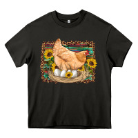 Western Farm Chicken Coop Animals Eggs Sunflowers Leopard Serape Woode Heavy Core Tee | Teevron
