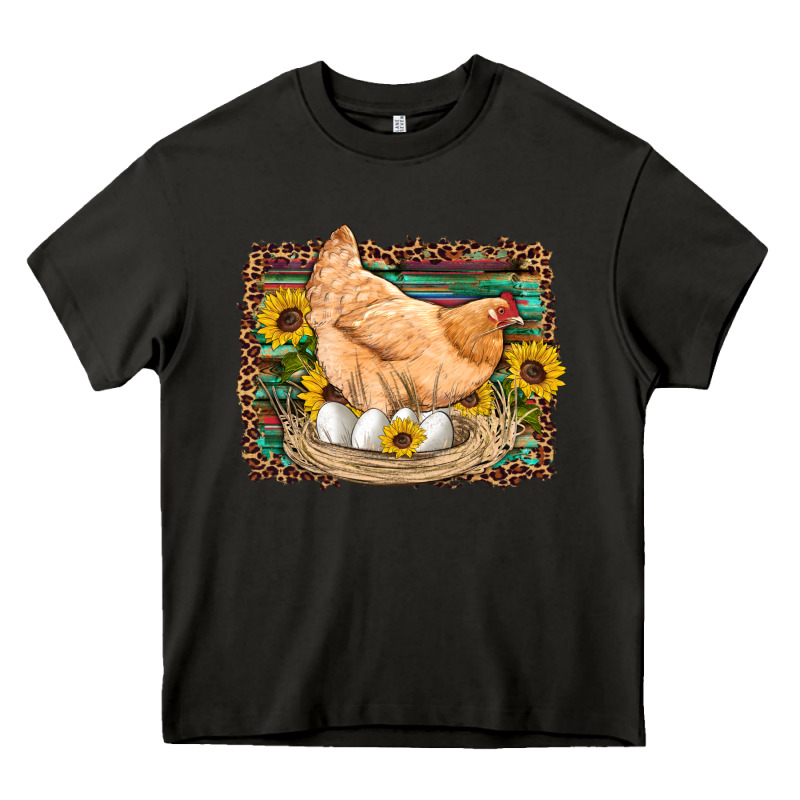Western Farm Chicken Coop Animals Eggs Sunflowers Leopard Serape Woode Heavy Core Tee by Artiststas | Teevron