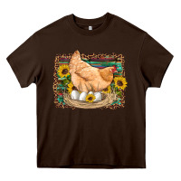 Chocolate Brown western farm chicken coop animals eggs sunflowers leopard serape woode Heavy Core Tee - Artiststas