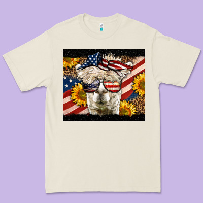 Western 4th Of July Llama Background Premium Tee Designed By Lillyallendesigns