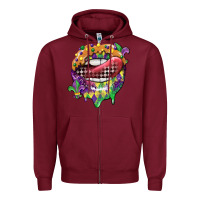 Burgundy mardi gras lips Zipper Hoodie - CowGirlArtShop