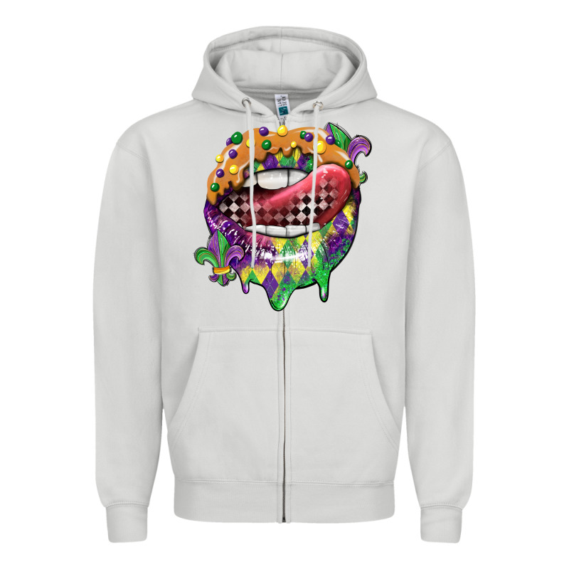 Mardi Gras Lips Zipper Hoodie by CowGirlArtShop | Teevron