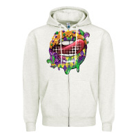 Oatmeal Heather mardi gras lips Zipper Hoodie - CowGirlArtShop