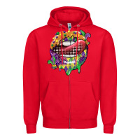 Red mardi gras lips Zipper Hoodie - CowGirlArtShop