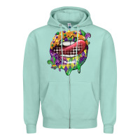 Seafoam mardi gras lips Zipper Hoodie - CowGirlArtShop