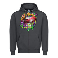 Smoke mardi gras lips Zipper Hoodie - CowGirlArtShop