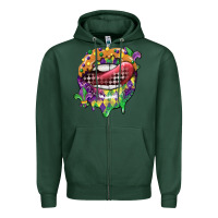 Sports Green mardi gras lips Zipper Hoodie - CowGirlArtShop