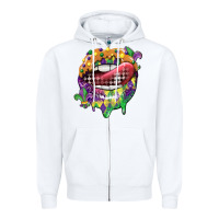 White mardi gras lips Zipper Hoodie - CowGirlArtShop