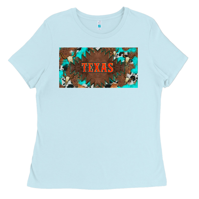Western Texas And Bullskulls With Turquoise And Leopard Licanse Plate Ladies Tee by Artiststas | Teevron