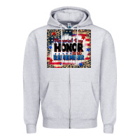 Heather Grey memorial day honor and remember Zipper Hoodie - CowGirlArtShop