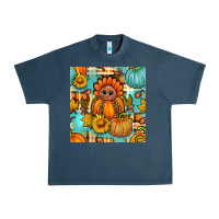 Midnight Navy thanksgiving turkey with tartan seamless pattern bbs Urban Heavy Tee - BundleAndBundleShop