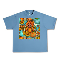 Pebble Blue thanksgiving turkey with tartan seamless pattern bbs Urban Heavy Tee - BundleAndBundleShop