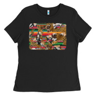 Black western serape cowhide and leopard background Ladies Tee - Artiststas