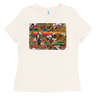 Bone western serape cowhide and leopard background Ladies Tee - Artiststas