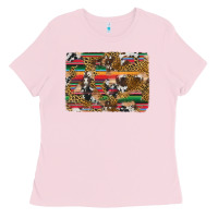 Bubblegum Pink western serape cowhide and leopard background Ladies Tee - Artiststas