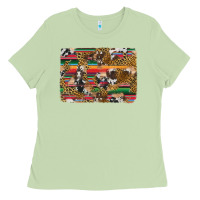 Matcha western serape cowhide and leopard background Ladies Tee - Artiststas