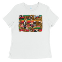 White western serape cowhide and leopard background Ladies Tee - Artiststas