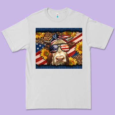 Western 4th Of July Cow Premium Tee Designed By Lillyallendesigns