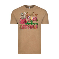 Vintage Coffee Pink Just a girl who loves Christmas Vintage Tee - NancyCooperArtShop
