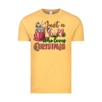 Vintage Mustard Pink Just a girl who loves Christmas Vintage Tee - NancyCooperArtShop