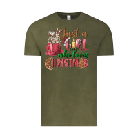 Vintage Olive Pink Just a girl who loves Christmas Vintage Tee - NancyCooperArtShop