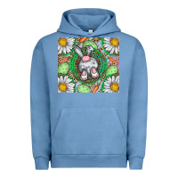 Pigment Pebble Blue Easter Bunny Urban Hoodie - CowhideDigitalArt