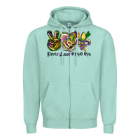 Seafoam peace love mardi gras Zipper Hoodie - CowGirlArtShop