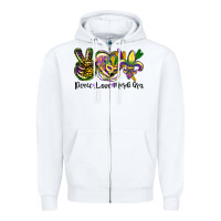 White peace love mardi gras Zipper Hoodie - CowGirlArtShop